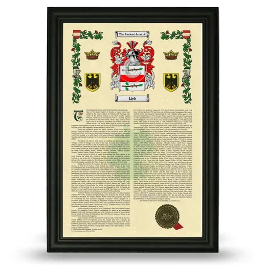 Lieb Armorial History Framed - Black