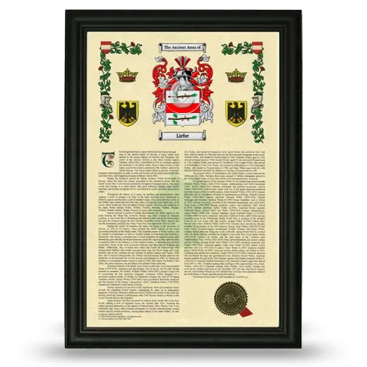 Liebe Armorial History Framed - Black
