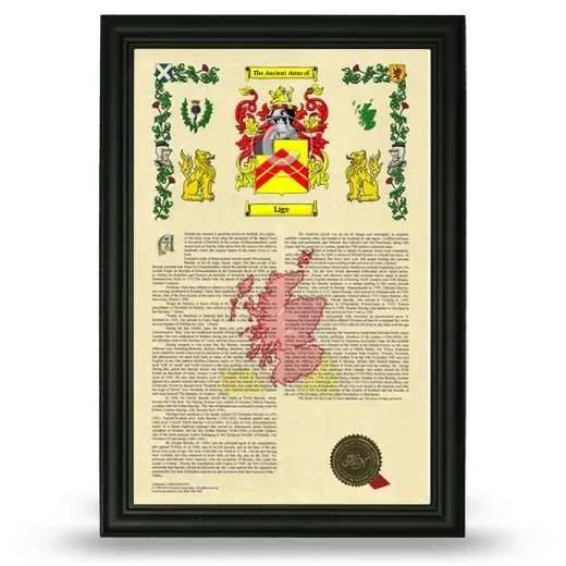 Lige Armorial History Framed - Black