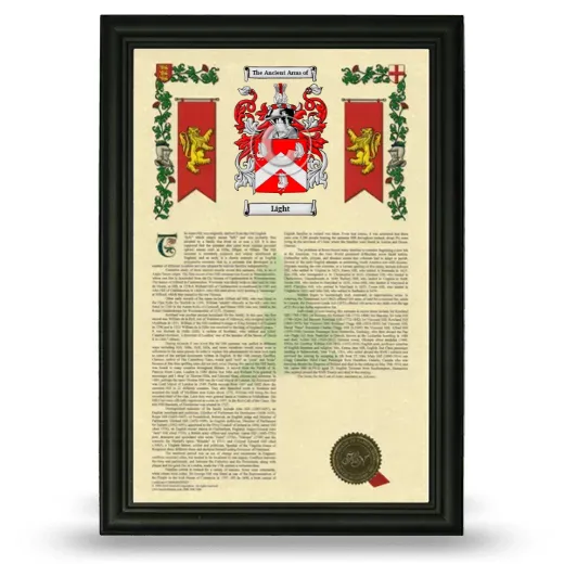 Light Armorial History Framed - Black