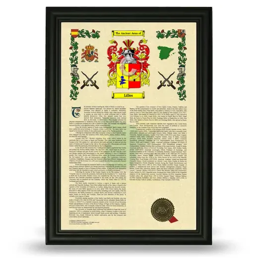 Lillos Armorial History Framed - Black