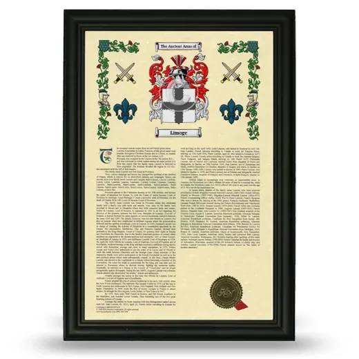 Limoge Armorial History Framed - Black
