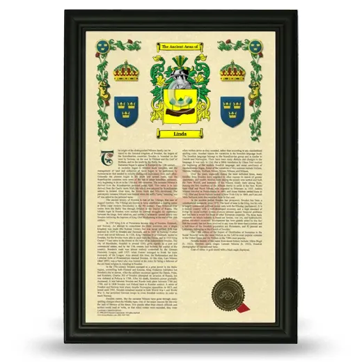 Linda Armorial History Framed - Black