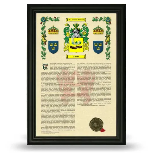 Linde Armorial History Framed - Black