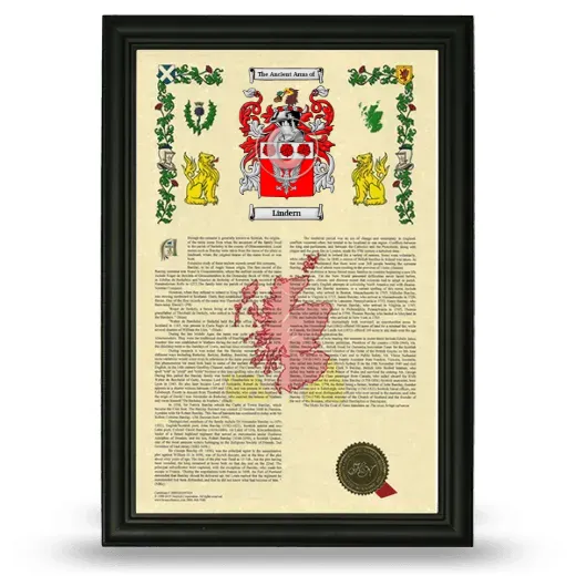 Lindern Armorial History Framed - Black