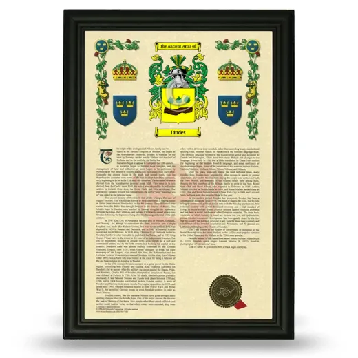 Lindes Armorial History Framed - Black
