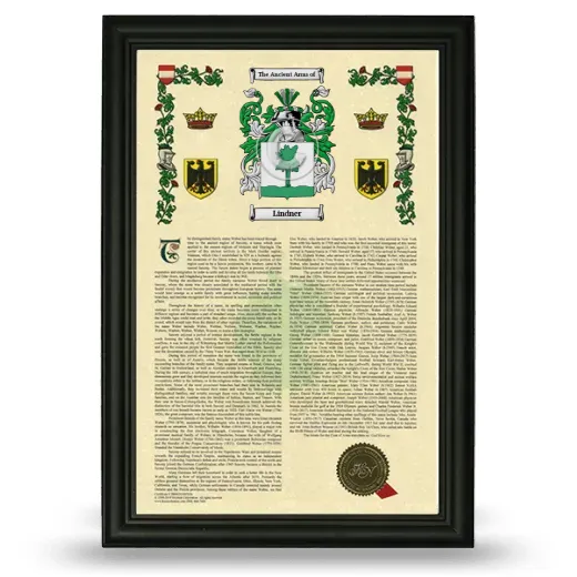 Lindner Armorial History Framed - Black