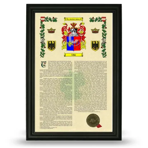 Ling Armorial History Framed - Black