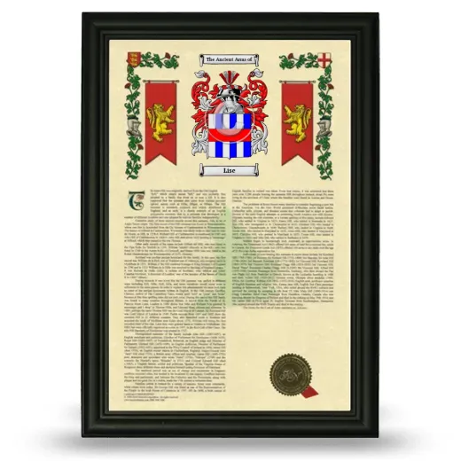 Lise Armorial History Framed - Black
