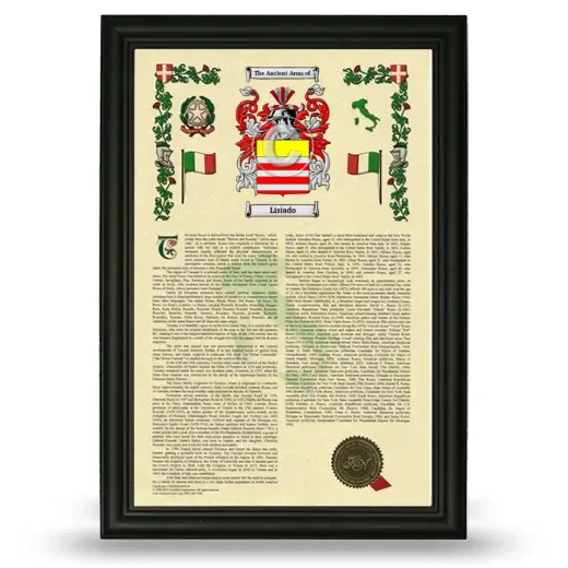 Lisiado Armorial History Framed - Black