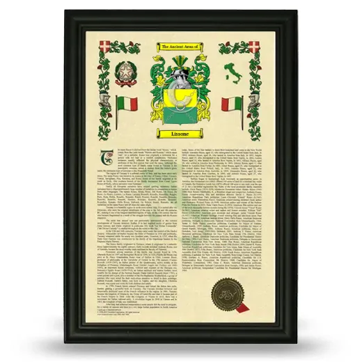 Lissone Armorial History Framed - Black
