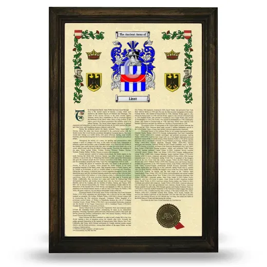 Lisst Armorial History Framed - Brown