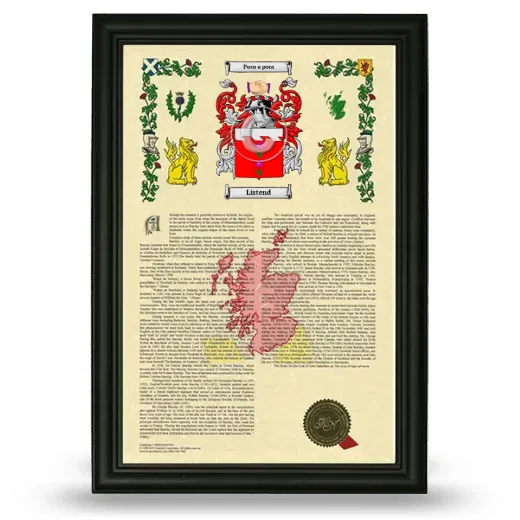 Listend Armorial History Framed - Black