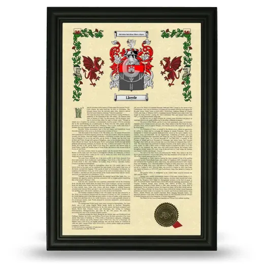 Lloyde Armorial History Framed - Black