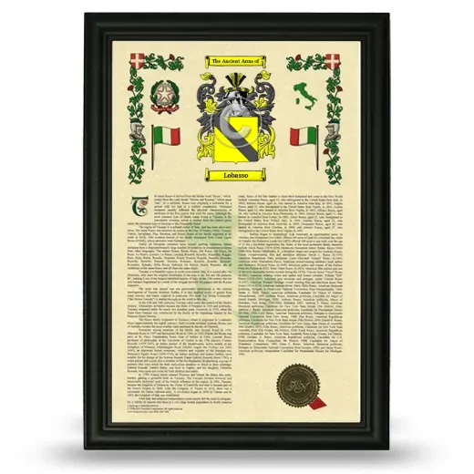 Lobasso Armorial History Framed - Black