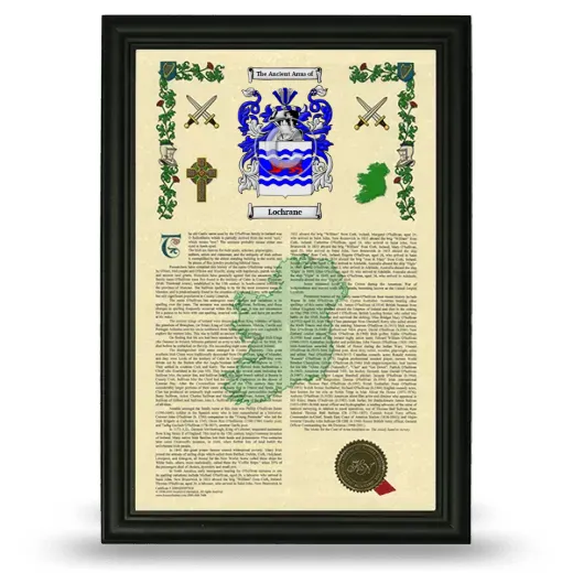 Lochrane Armorial History Framed - Black