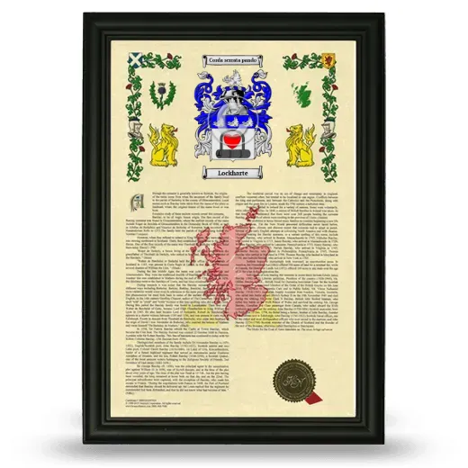 Lockharte Armorial History Framed - Black