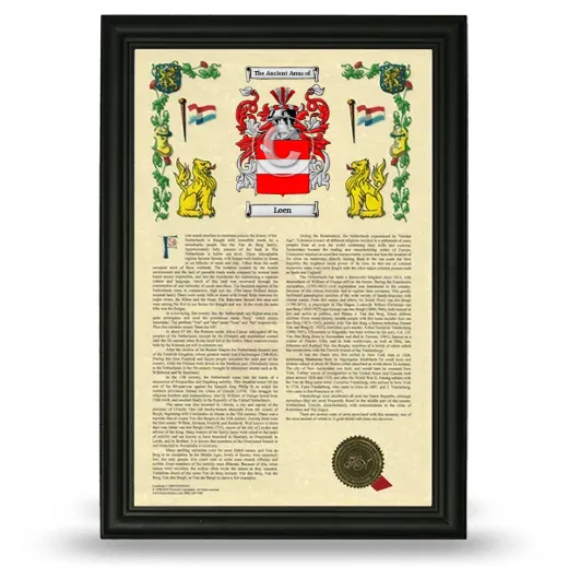 Loen Armorial History Framed - Black