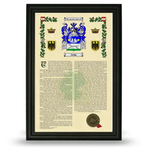 Loepp Armorial History Framed - Black