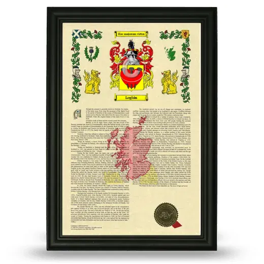 Loghin Armorial History Framed - Black