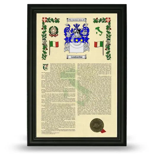 Lombardini Armorial History Framed - Black