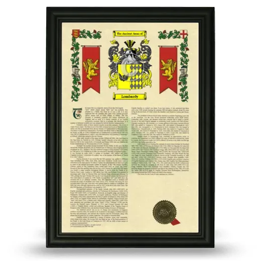 Lombardy Armorial History Framed - Black