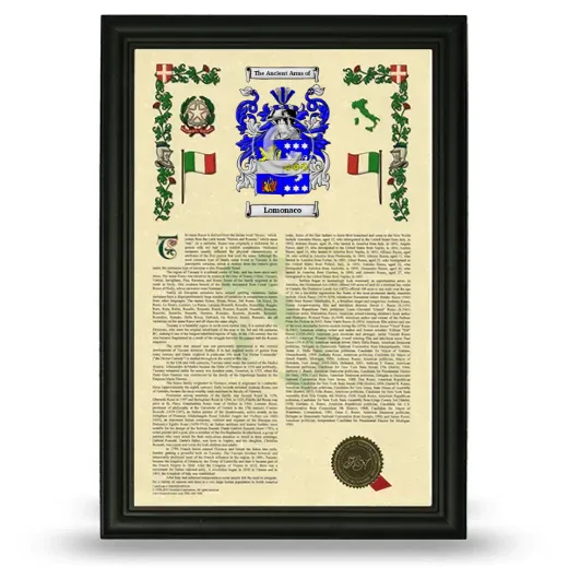 Lomonaco Armorial History Framed - Black