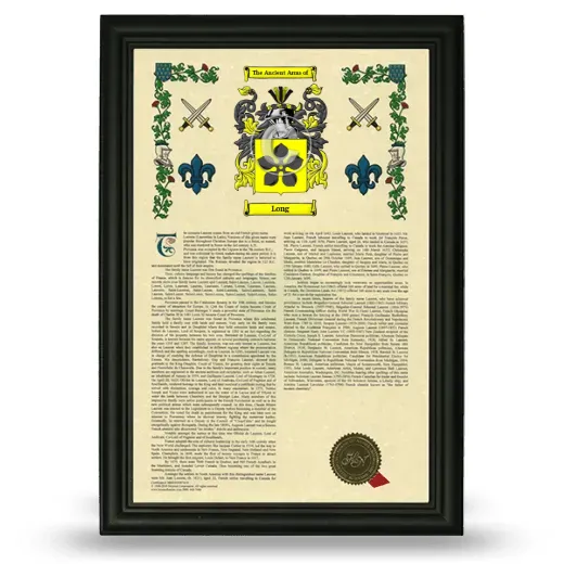 Long Armorial History Framed - Black