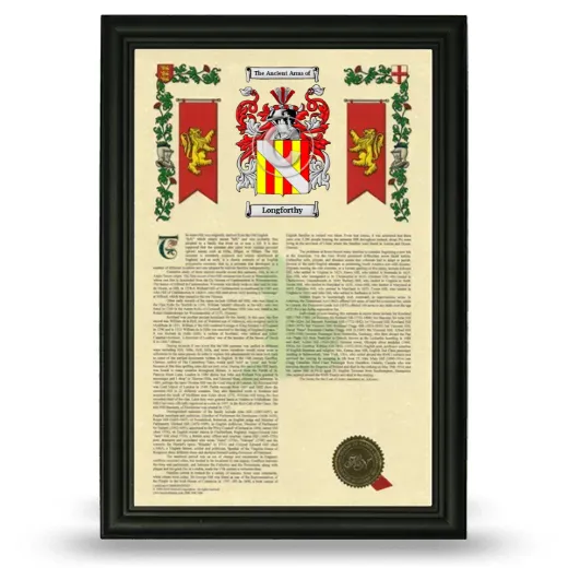 Longforthy Armorial History Framed - Black