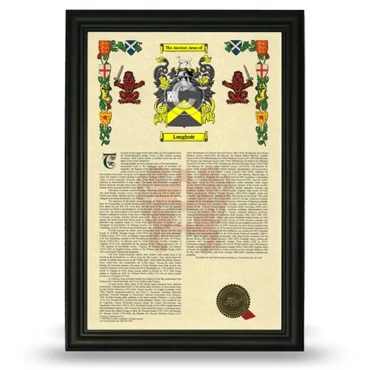 Longhuir Armorial History Framed - Black