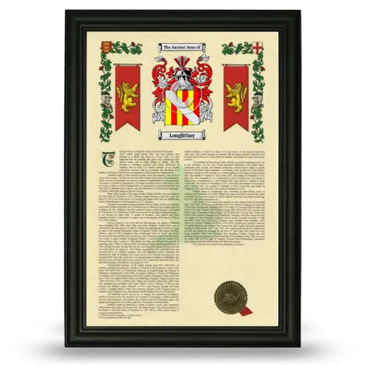Longlithay Armorial History Framed - Black