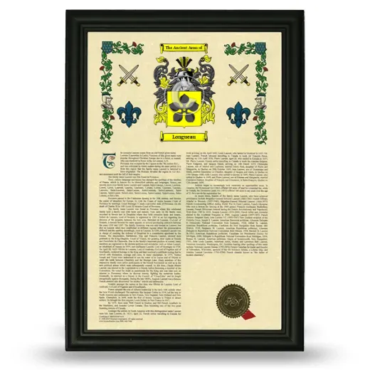 Longueau Armorial History Framed - Black