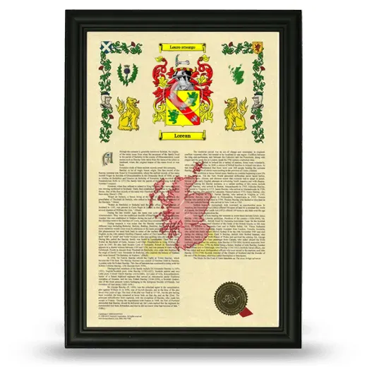 Lorean Armorial History Framed - Black