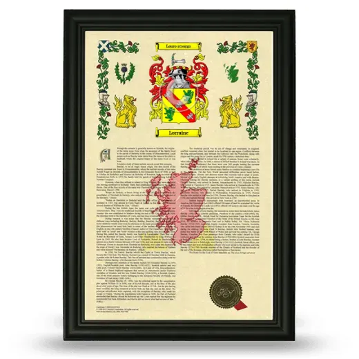 Lorraine Armorial History Framed - Black