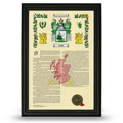 Lothen Armorial History Framed - Black