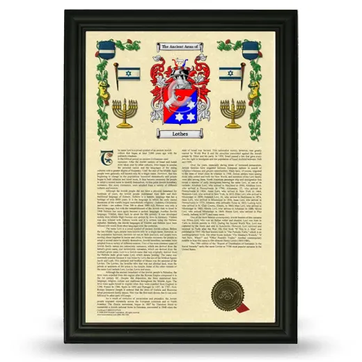 Lothes Armorial History Framed - Black