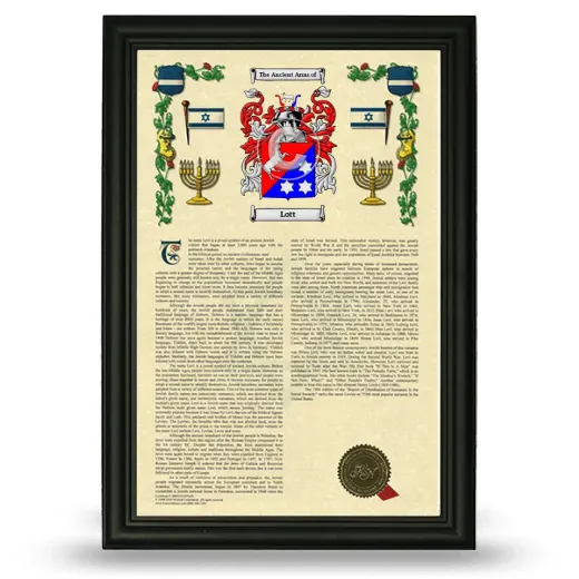 Lott Armorial History Framed - Black