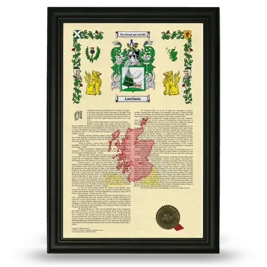 Louthain Armorial History Framed - Black