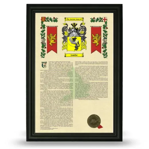Louthe Armorial History Framed - Black