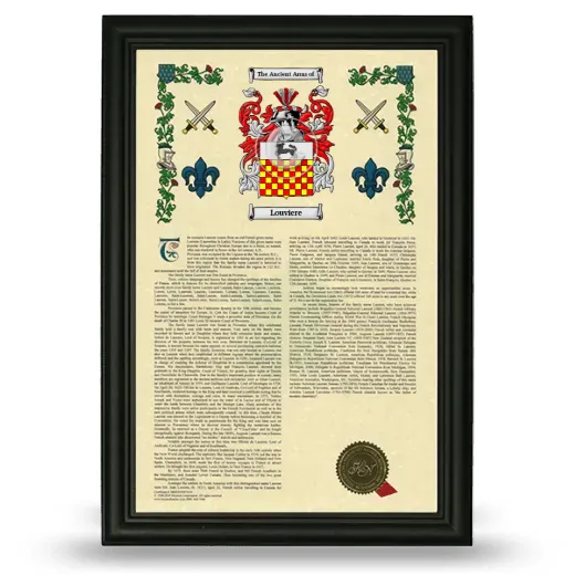 Louviere Armorial History Framed - Black