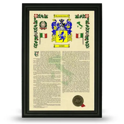 Lovato Armorial History Framed - Black