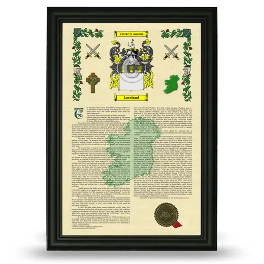 Loveland Armorial History Framed - Black
