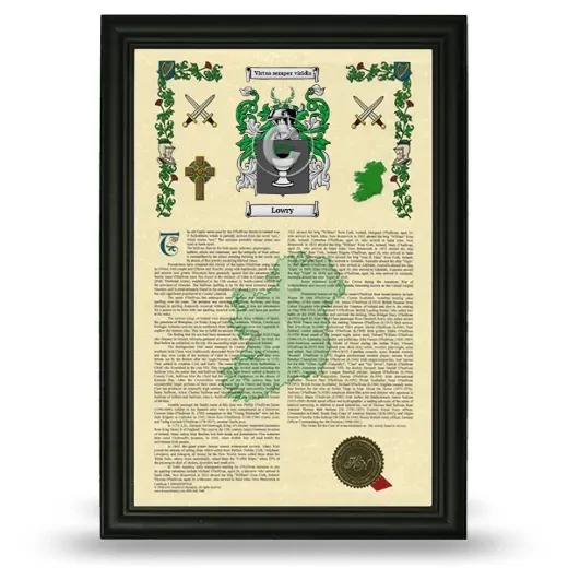 Lowry Armorial History Framed - Black