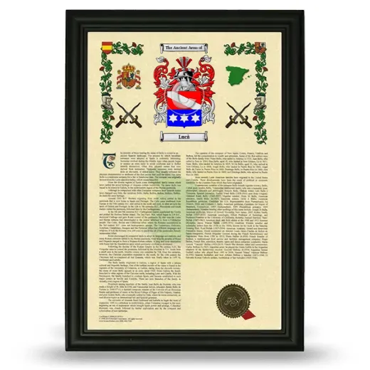 Lucà Armorial History Framed - Black