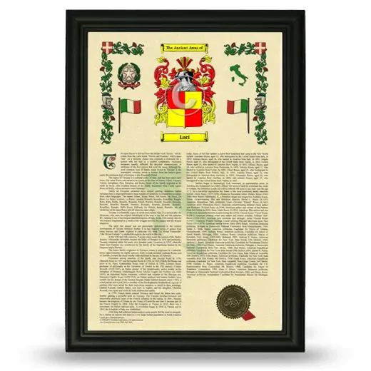 Lucí Armorial History Framed - Black