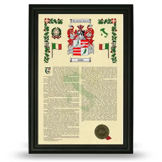 Lucío Armorial History Framed - Black