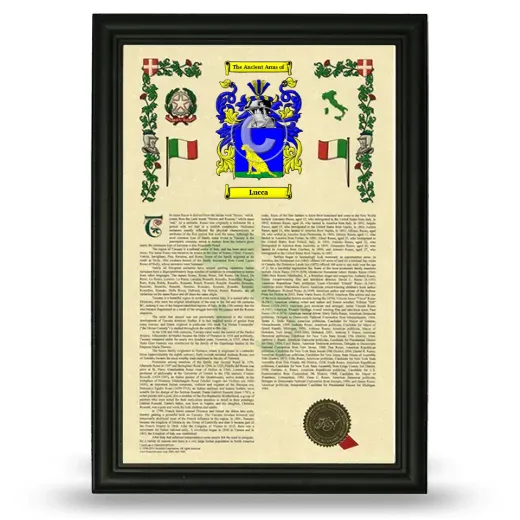 Lucca Armorial History Framed - Black