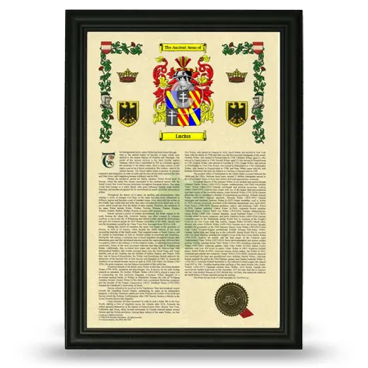 Lucius Armorial History Framed - Black