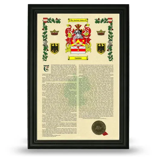 Lueras Armorial History Framed - Black