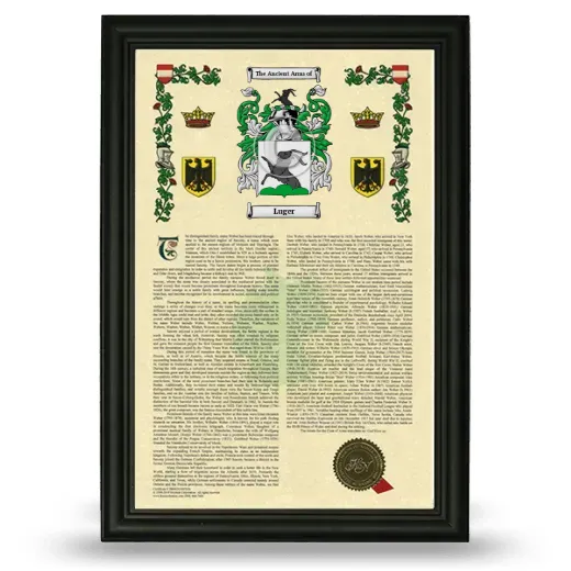 Luger Armorial History Framed - Black